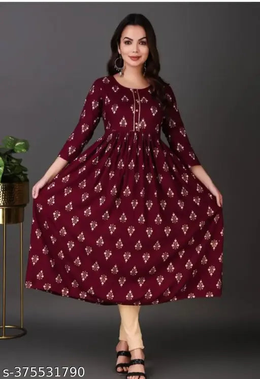 Polyster/Crepe fabric-Fashion Blush Graceful Kurtis Latest Design Printed Kurti for Women