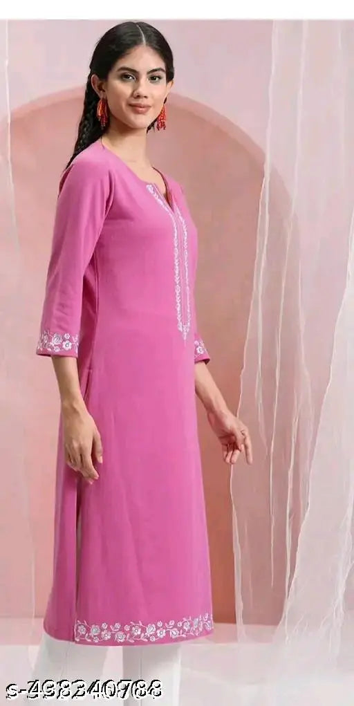 Embroidery Pink Kurti For Women