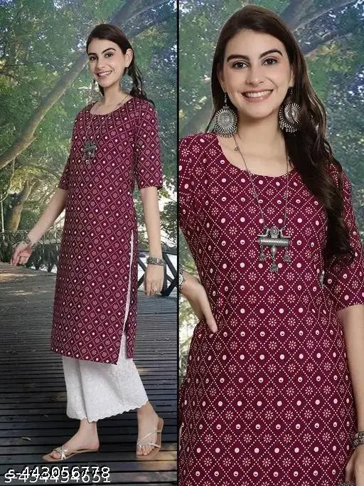 Polyster/Crepe fabric-CREPE Kurti For Women