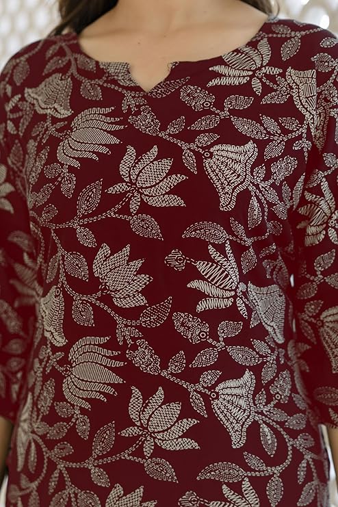 Women Floral Printed Rayon Short Kurta || Short Kurti For Women