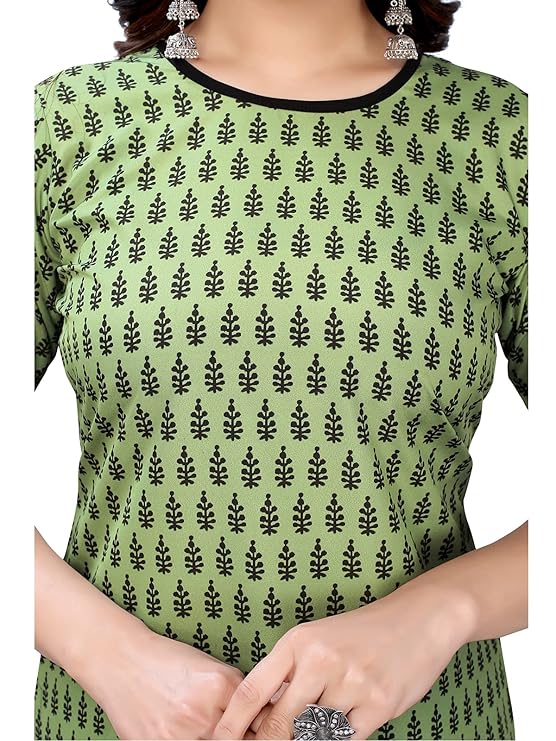 Women's Poly Rayon Regular Fit Foil Printed A-Line Kurta