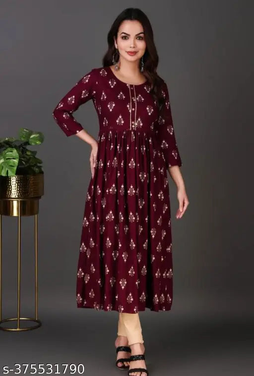 Polyster/Crepe fabric-Fashion Blush Graceful Kurtis Latest Design Printed Kurti for Women