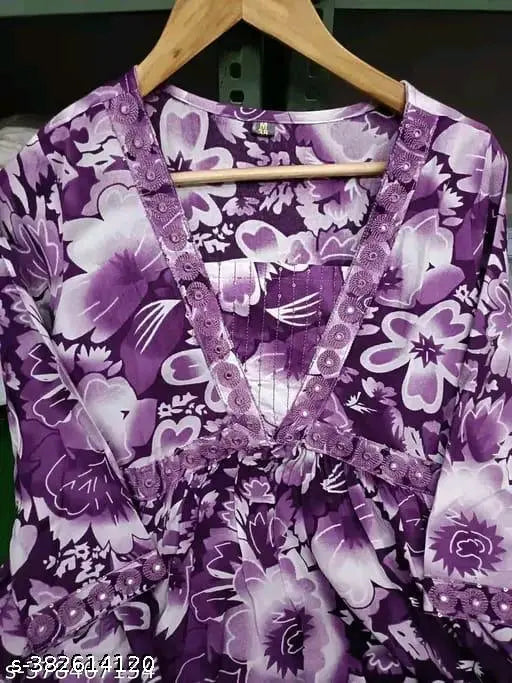 purple aliyan cut single kurti