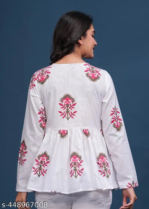 Trending Cotton Colorful Peplam Top for Women.