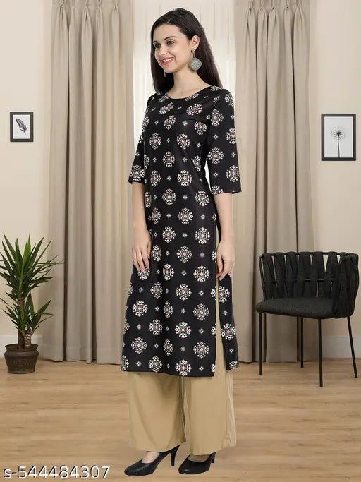 Polyster/Crepe fabric-Regular Kurti For Women