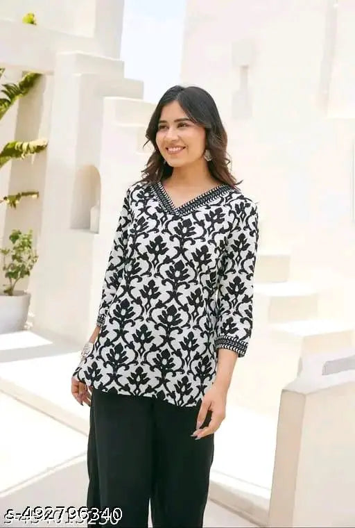 Cotton Printed Short Kurti Top for Women