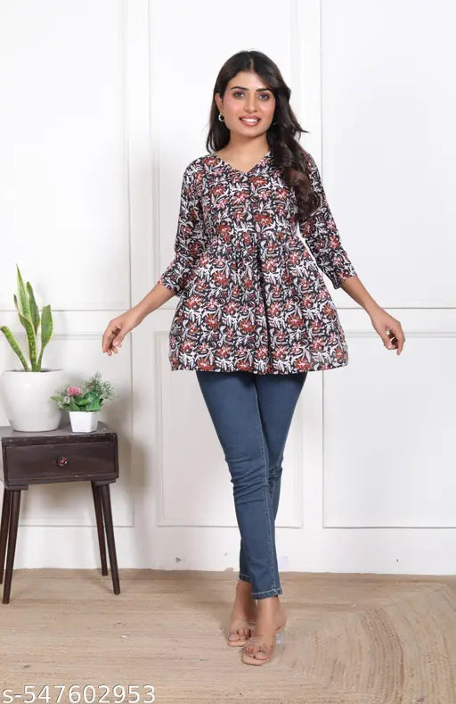 Woman A-line Short Black Frock