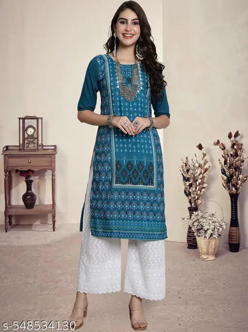 Polyster/Crepe fabric-Kurti For Women