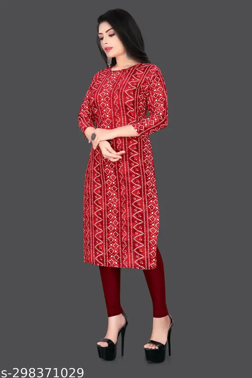 Women Fabric Printed Straight Kurti, Extra plus