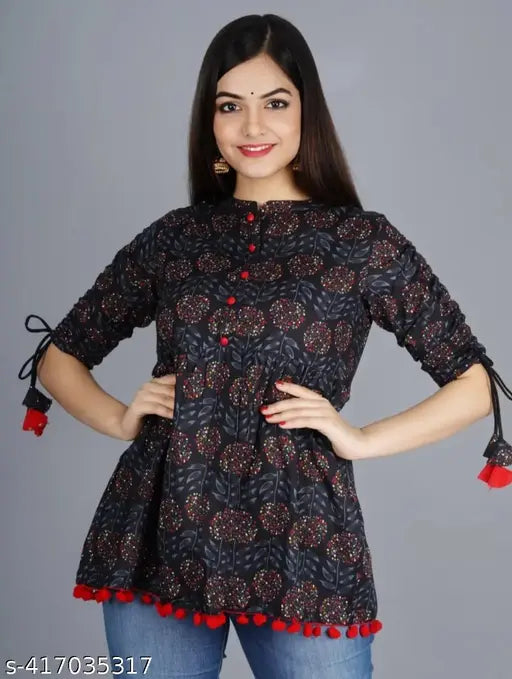 latest trending short kurtis/round top for women/top for jeans for women/dress top