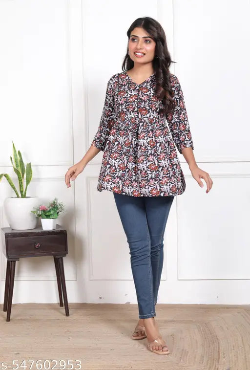 Woman A-line Short Black Frock