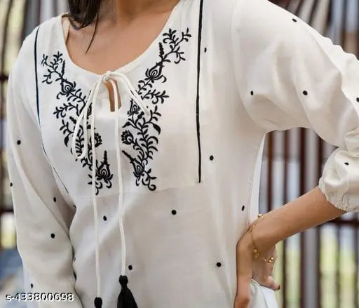 Embroidered Short Kurta round neck