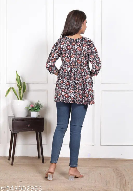 Woman A-line Short Black Frock