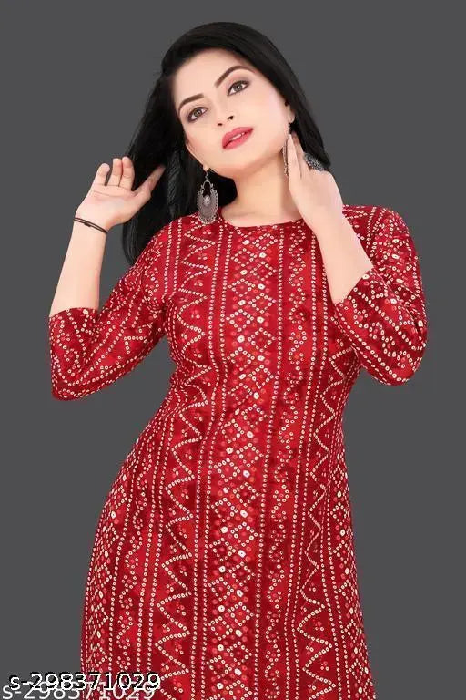 Women Fabric Printed Straight Kurti, Extra plus