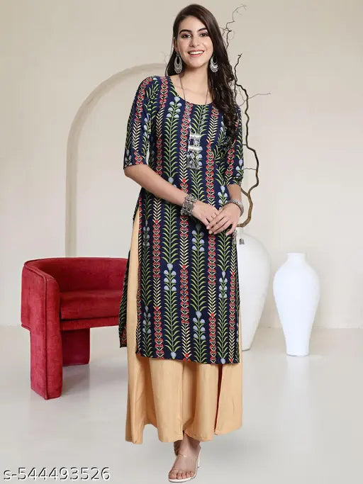 Polyster/Crepe fabric-Regular Kurti For Women