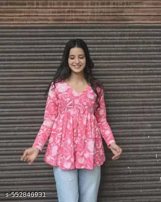 Ethnoor Casual Regular Sleeves Floral Print Women Pink Top