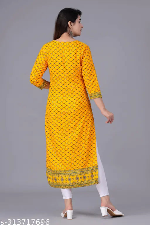 Yellow Printed Kurta