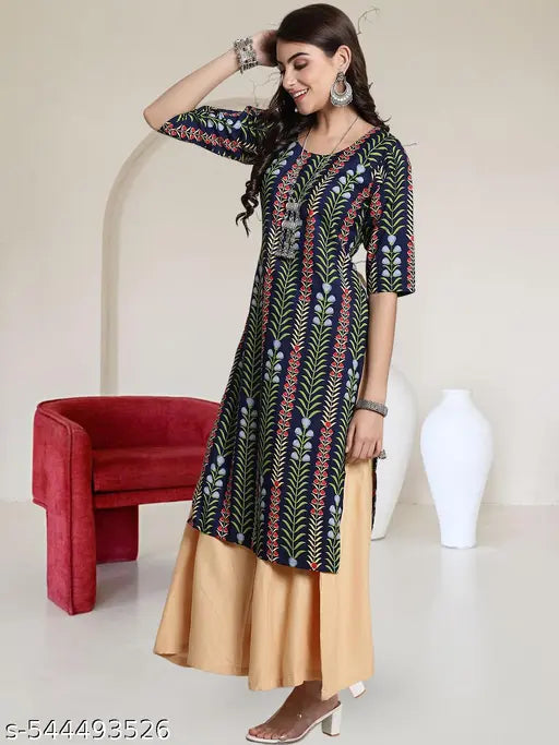 Polyster/Crepe fabric-Regular Kurti For Women