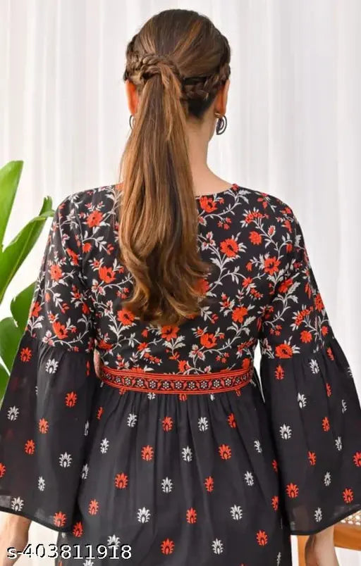 Designer Topper for Women's Rayon V-neck Beautiful Floral Printed