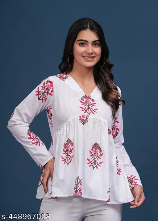 Trending Cotton Colorful Peplam Top for Women.