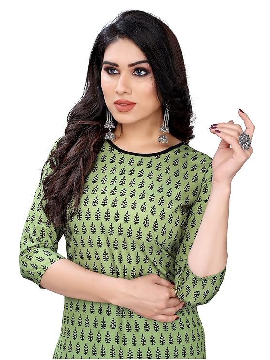 Women's Poly Rayon Regular Fit Foil Printed A-Line Kurta