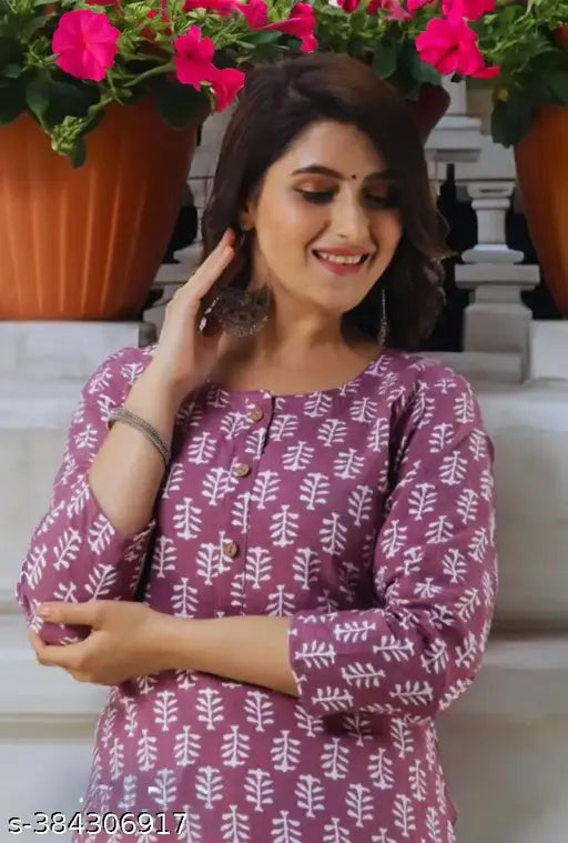 Jaipuri Print Rayon Ethnic Kurta (Purple). 100% PRINT AND COLOUR GURANTEE