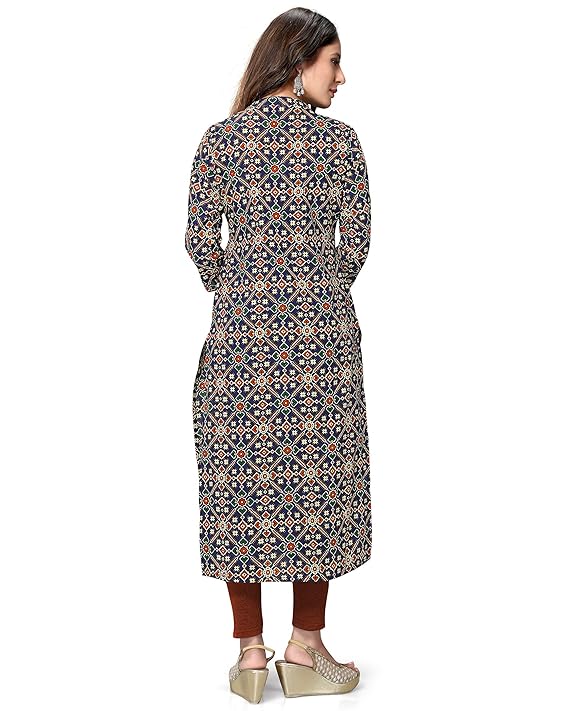 Women's Pure Cotton Straight Fit Straight Jaipuri Printed Kurti