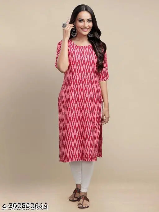 Polyster/Crepe fabric-Zig-Zag Printed Kurti For Women