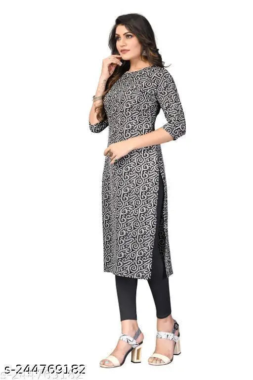 Polyster/Crepe fabric-Abhisarika Pretty Kurtis Women's Printed Straight Kurti