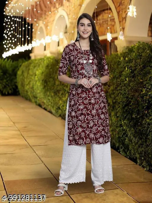 Polyster/Crepe fabric-Kurti For Women