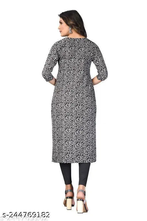 Polyster/Crepe fabric-Abhisarika Pretty Kurtis Women's Printed Straight Kurti