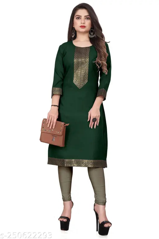 dark green and cotton kurti for women