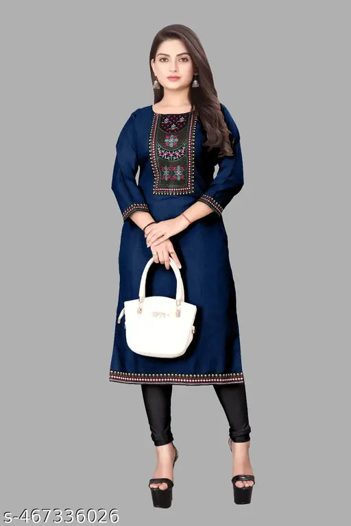 Desigener Kurti New Collection Cotton Blend Stylish New Trendy Lace Border Aline Kurti