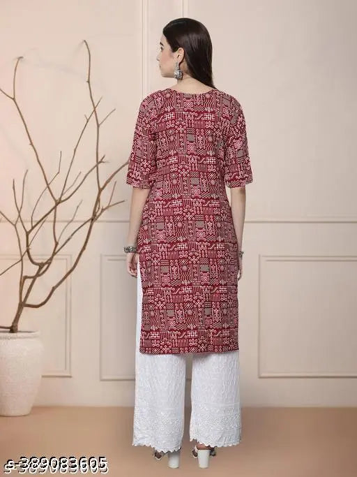 Polyster/Crepe fabric-Kurti For Women
