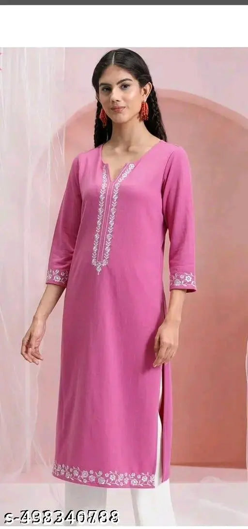 Embroidery Pink Kurti For Women