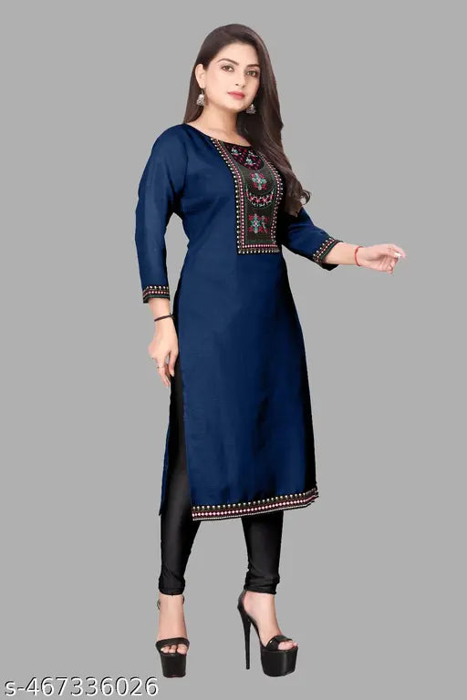 Desigener Kurti New Collection Cotton Blend Stylish New Trendy Lace Border Aline Kurti