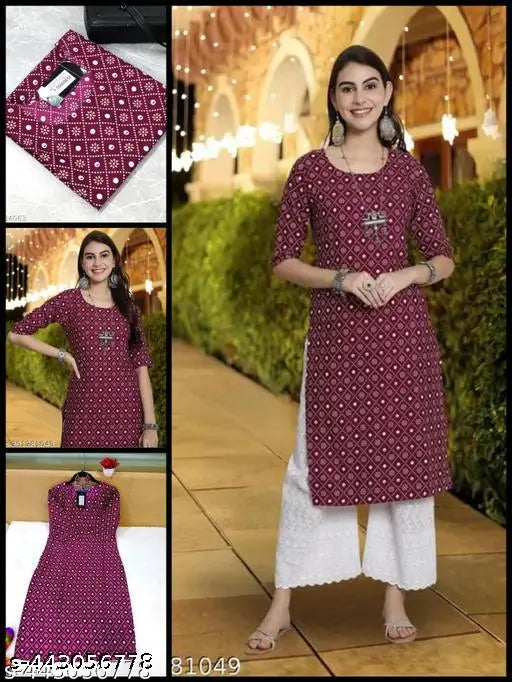 Polyster/Crepe fabric-CREPE Kurti For Women