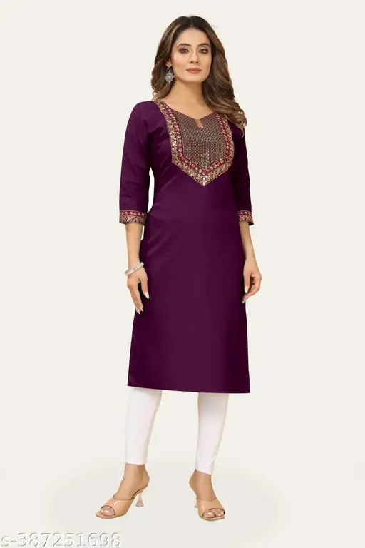 stylist kurti with embroidered work