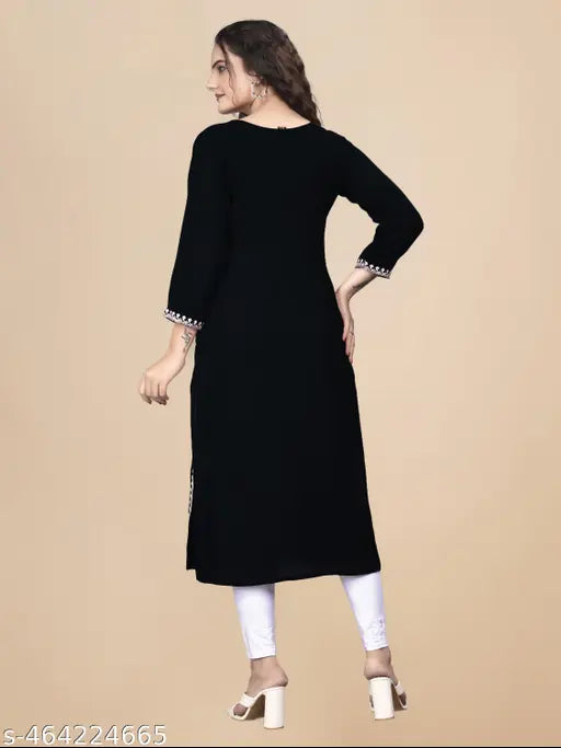 Women Embroidered Rayon A-line Kurta