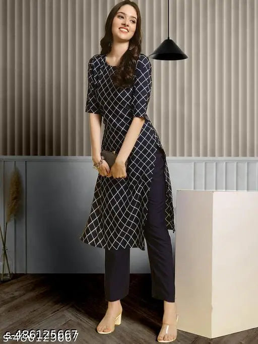 Polyster/Crepe fabric-Printed Kurti For Women