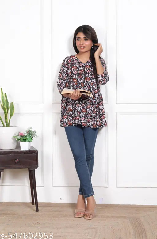 Woman A-line Short Black Frock