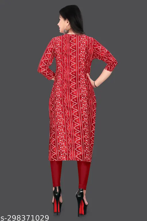 Women Fabric Printed Straight Kurti, Extra plus