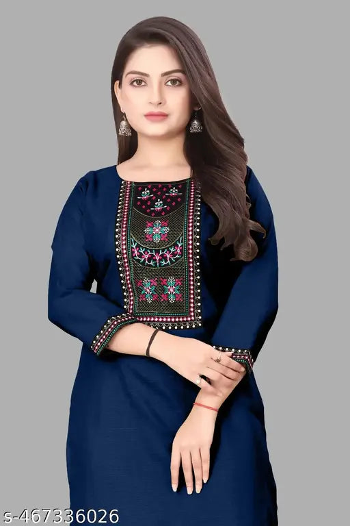 Desigener Kurti New Collection Cotton Blend Stylish New Trendy Lace Border Aline Kurti
