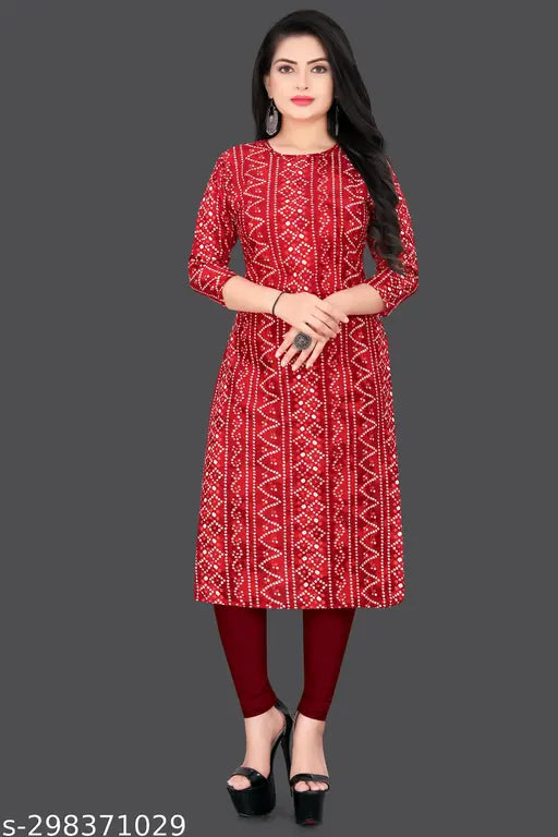 Women Fabric Printed Straight Kurti, Extra plus