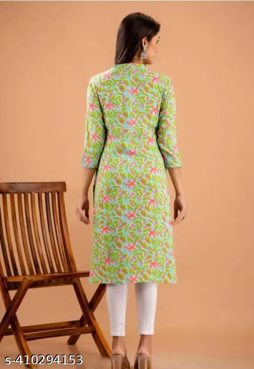 Jaipuri Print Rayon Embroidered A-Line Kurta .