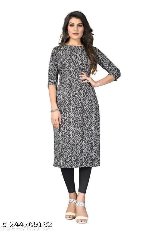 Polyster/Crepe fabric-Abhisarika Pretty Kurtis Women's Printed Straight Kurti