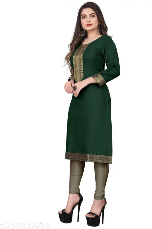 dark green and cotton kurti for women