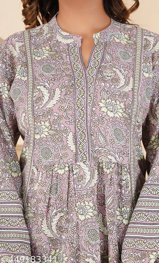 Woman Tending Printed Rayon top