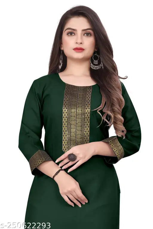 dark green and cotton kurti for women